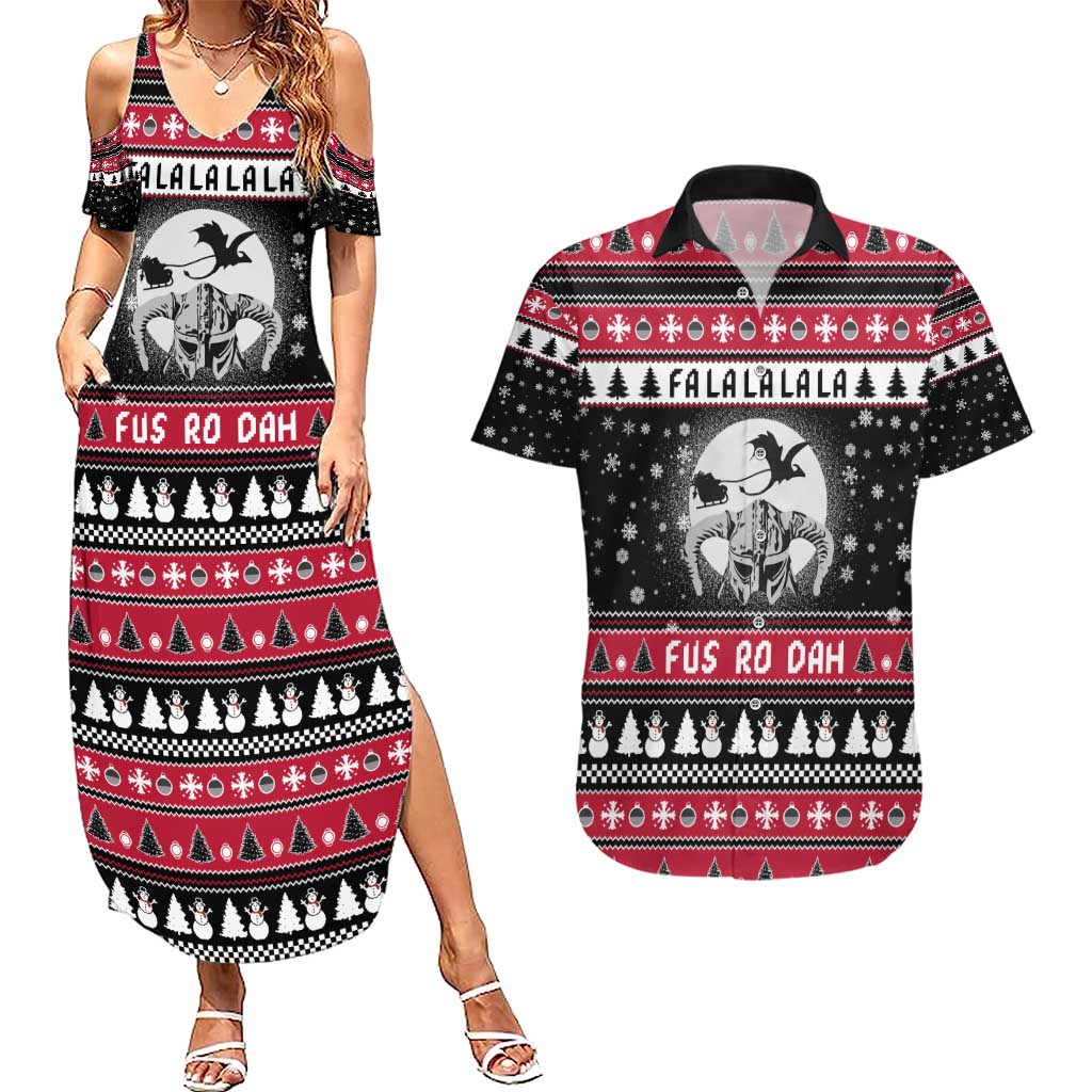 Fa La La La Snowman Tree Xmas Christmas Couples Matching Summer Maxi Dress and Hawaiian Shirt Xmas Holiday Patterns - Wonder Print Shop