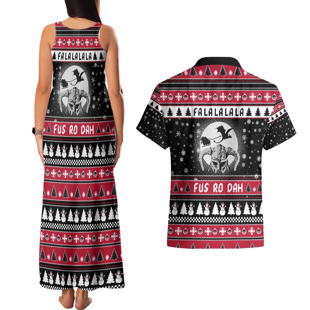 Fa La La La Snowman Tree Xmas Christmas Couples Matching Tank Maxi Dress and Hawaiian Shirt Xmas Holiday Patterns - Wonder Print Shop