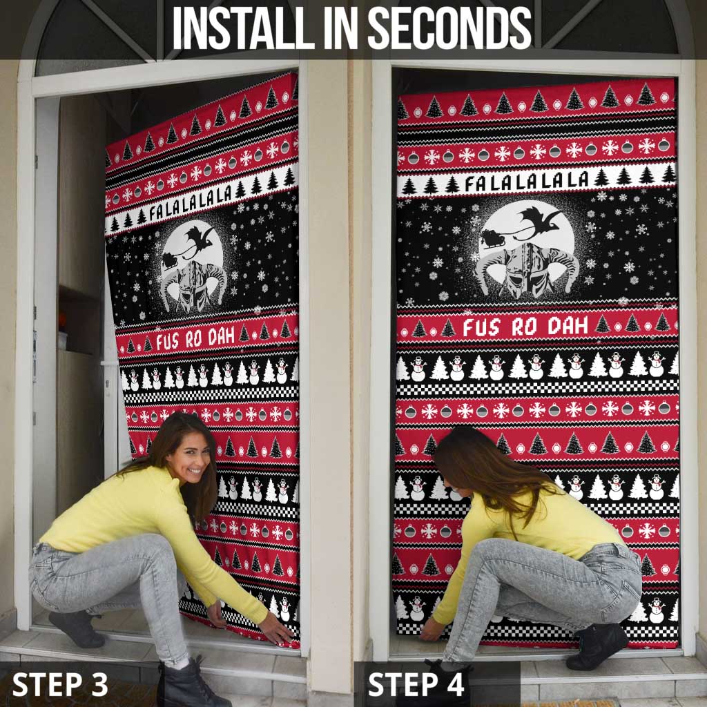 Fa La La La Snowman Tree Xmas Christmas Door Cover Xmas Holiday Patterns - Wonder Print Shop