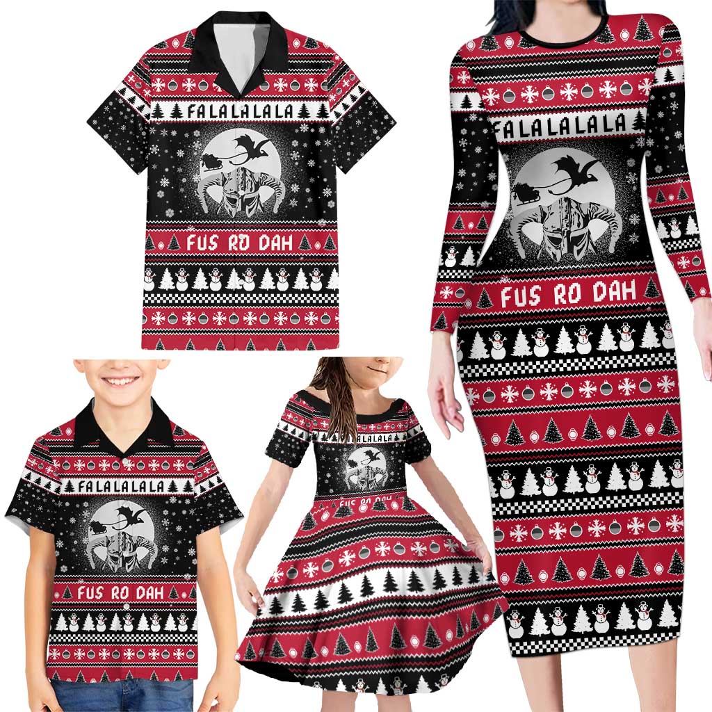 Fa La La La Snowman Tree Xmas Christmas Family Matching Long Sleeve Bodycon Dress and Hawaiian Shirt Xmas Holiday Patterns - Wonder Print Shop