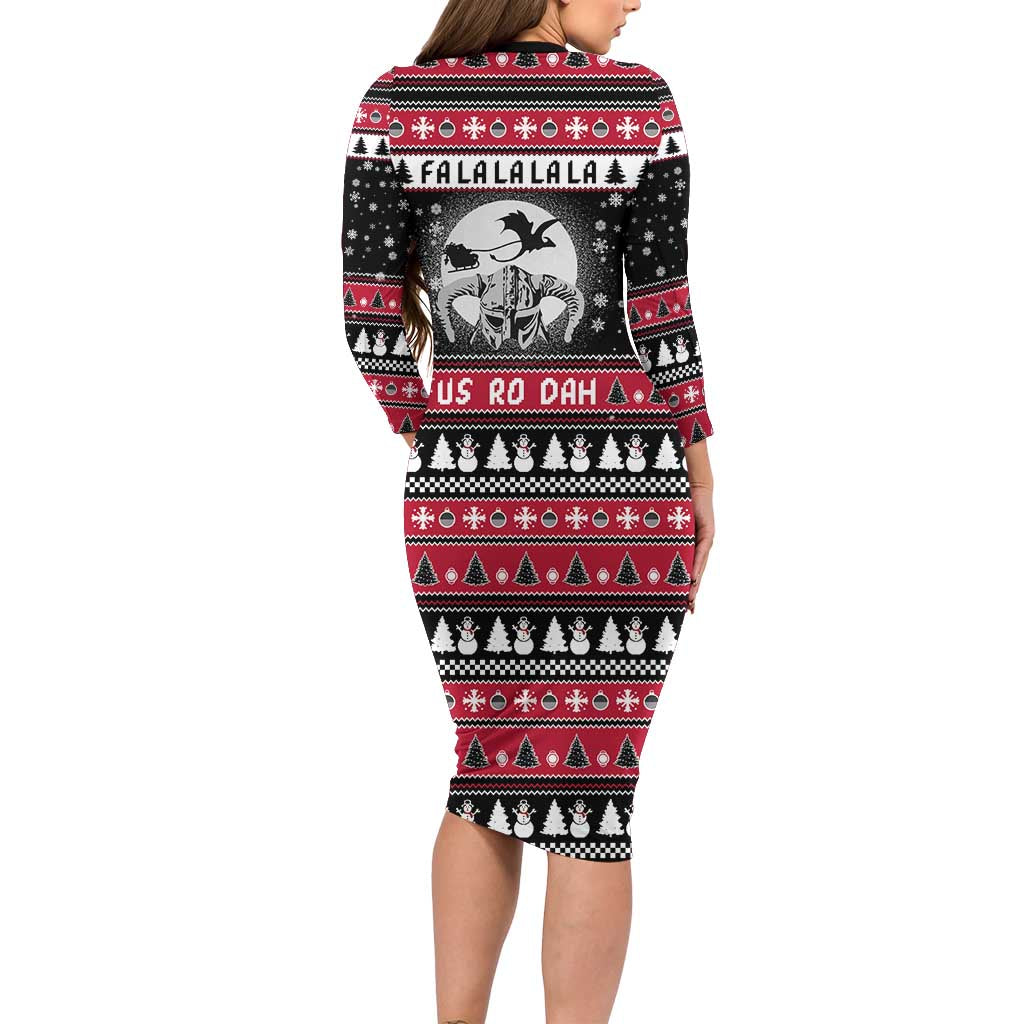 Fa La La La Snowman Tree Xmas Christmas Family Matching Long Sleeve Bodycon Dress and Hawaiian Shirt Xmas Holiday Patterns - Wonder Print Shop