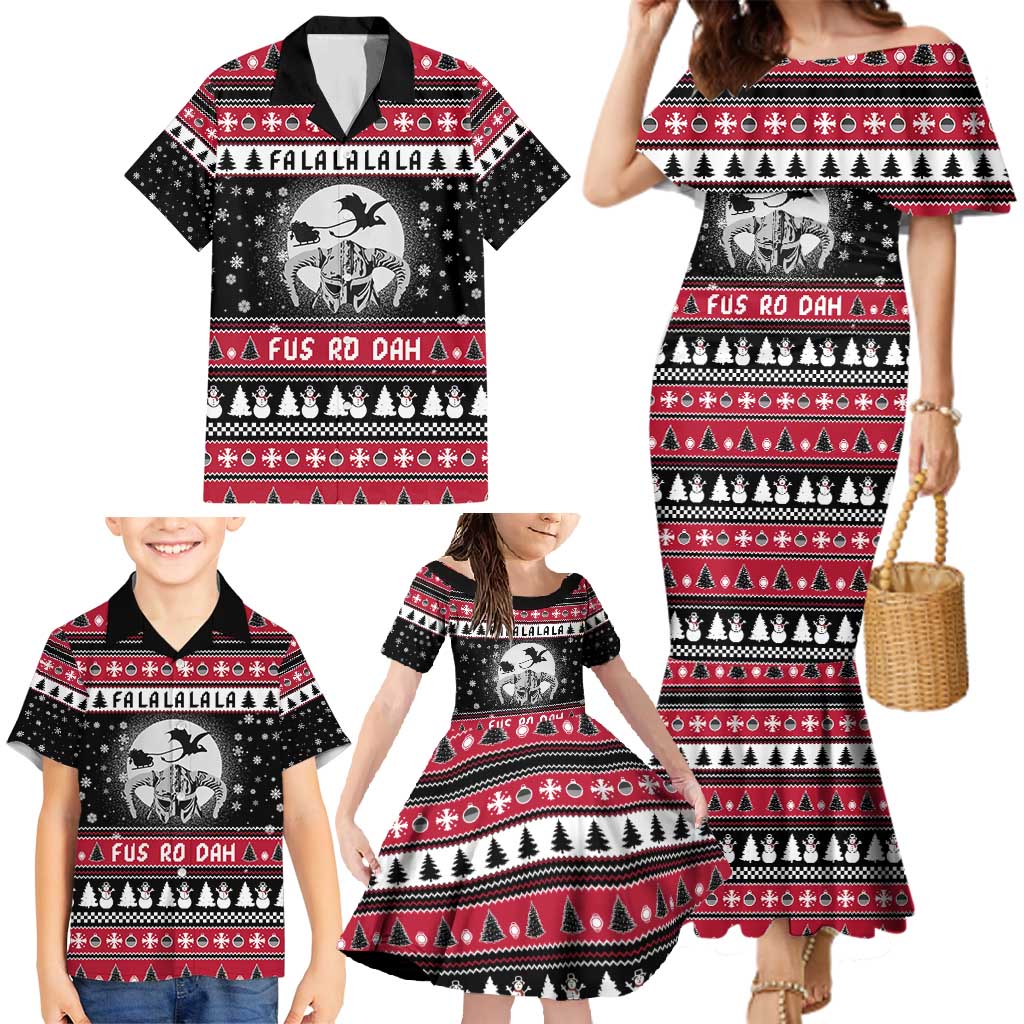 Fa La La La Snowman Tree Xmas Christmas Family Matching Mermaid Dress and Hawaiian Shirt Xmas Holiday Patterns - Wonder Print Shop