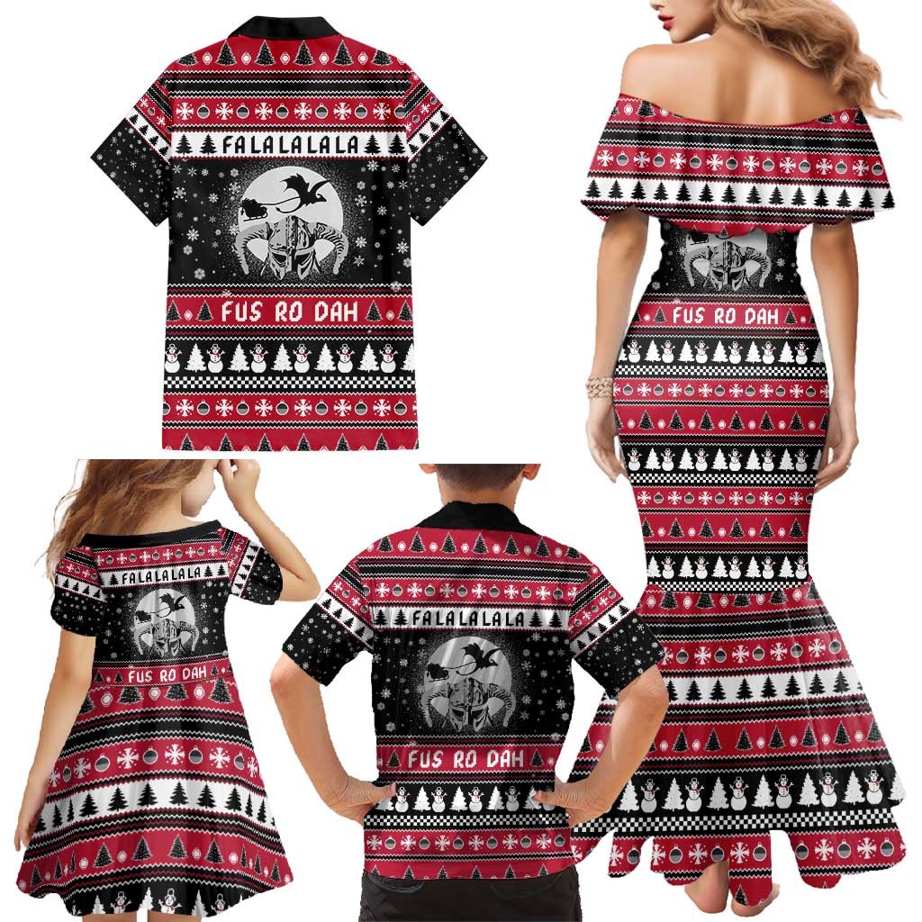 Fa La La La Snowman Tree Xmas Christmas Family Matching Mermaid Dress and Hawaiian Shirt Xmas Holiday Patterns - Wonder Print Shop