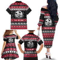 Fa La La La Snowman Tree Xmas Christmas Family Matching Off The Shoulder Long Sleeve Dress and Hawaiian Shirt Xmas Holiday Patterns - Wonder Print Shop