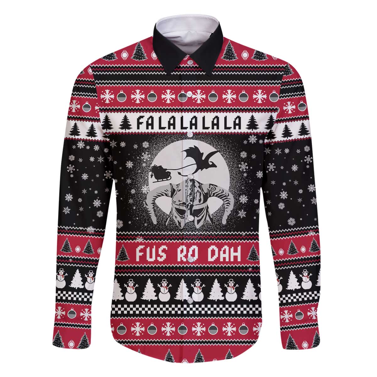 Fa La La La Snowman Tree Xmas Christmas Family Matching Off The Shoulder Long Sleeve Dress and Hawaiian Shirt Xmas Holiday Patterns - Wonder Print Shop