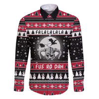 Fa La La La Snowman Tree Xmas Christmas Family Matching Off The Shoulder Long Sleeve Dress and Hawaiian Shirt Xmas Holiday Patterns - Wonder Print Shop