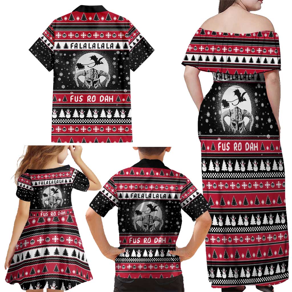 Fa La La La Snowman Tree Xmas Christmas Family Matching Off Shoulder Maxi Dress and Hawaiian Shirt Xmas Holiday Patterns - Wonder Print Shop