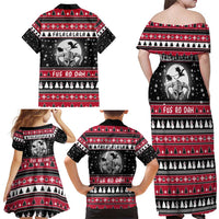 Fa La La La Snowman Tree Xmas Christmas Family Matching Off Shoulder Maxi Dress and Hawaiian Shirt Xmas Holiday Patterns - Wonder Print Shop