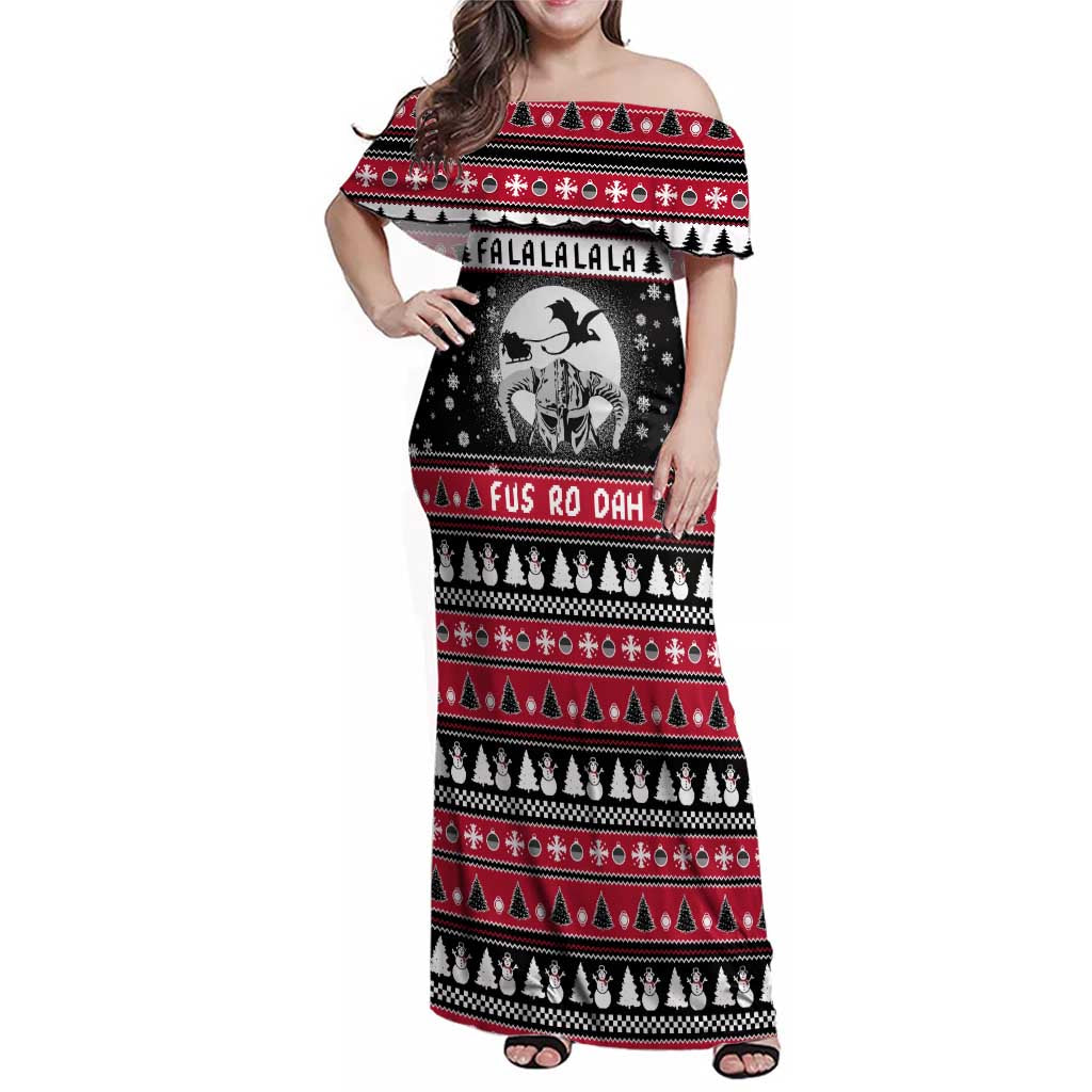 Fa La La La Snowman Tree Xmas Christmas Family Matching Off Shoulder Maxi Dress and Hawaiian Shirt Xmas Holiday Patterns - Wonder Print Shop