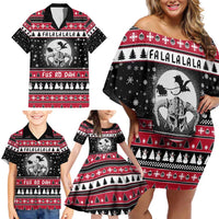 Fa La La La Snowman Tree Xmas Christmas Family Matching Off Shoulder Short Dress and Hawaiian Shirt Xmas Holiday Patterns - Wonder Print Shop