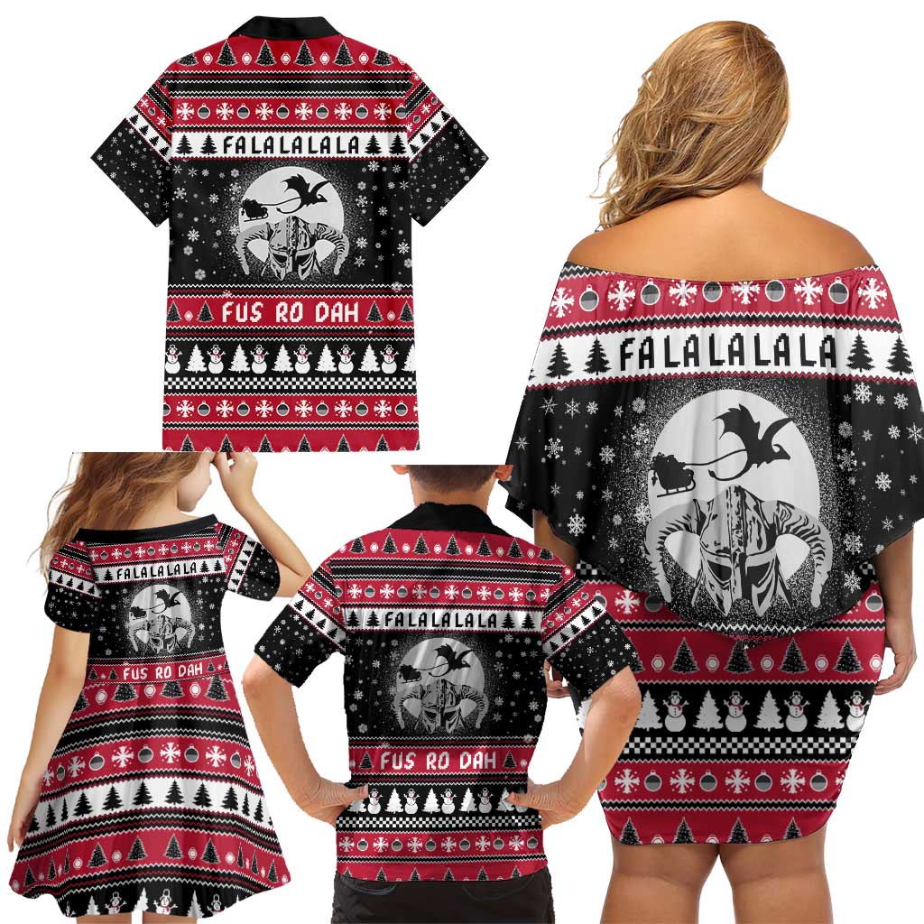 Fa La La La Snowman Tree Xmas Christmas Family Matching Off Shoulder Short Dress and Hawaiian Shirt Xmas Holiday Patterns - Wonder Print Shop