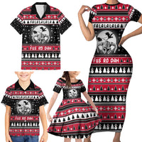 Fa La La La Snowman Tree Xmas Christmas Family Matching Short Sleeve Bodycon Dress and Hawaiian Shirt Xmas Holiday Patterns - Wonder Print Shop