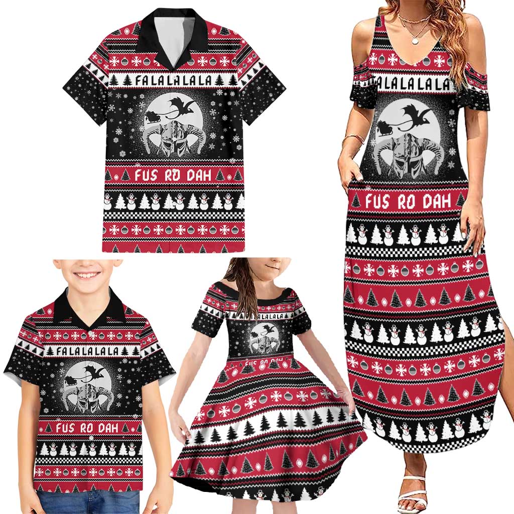 Fa La La La Snowman Tree Xmas Christmas Family Matching Summer Maxi Dress and Hawaiian Shirt Xmas Holiday Patterns - Wonder Print Shop