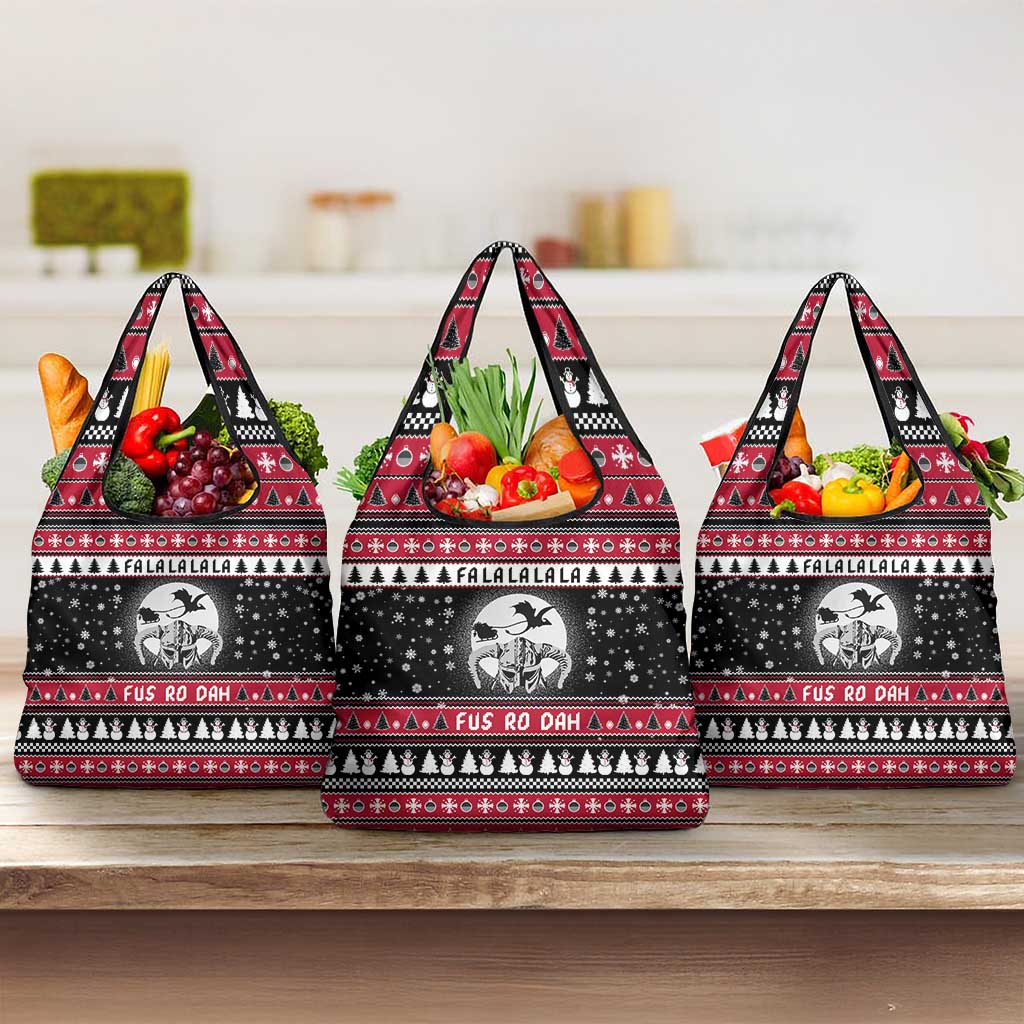 Fa La La La Snowman Tree Xmas Christmas Grocery Bag Xmas Holiday Patterns - Wonder Print Shop