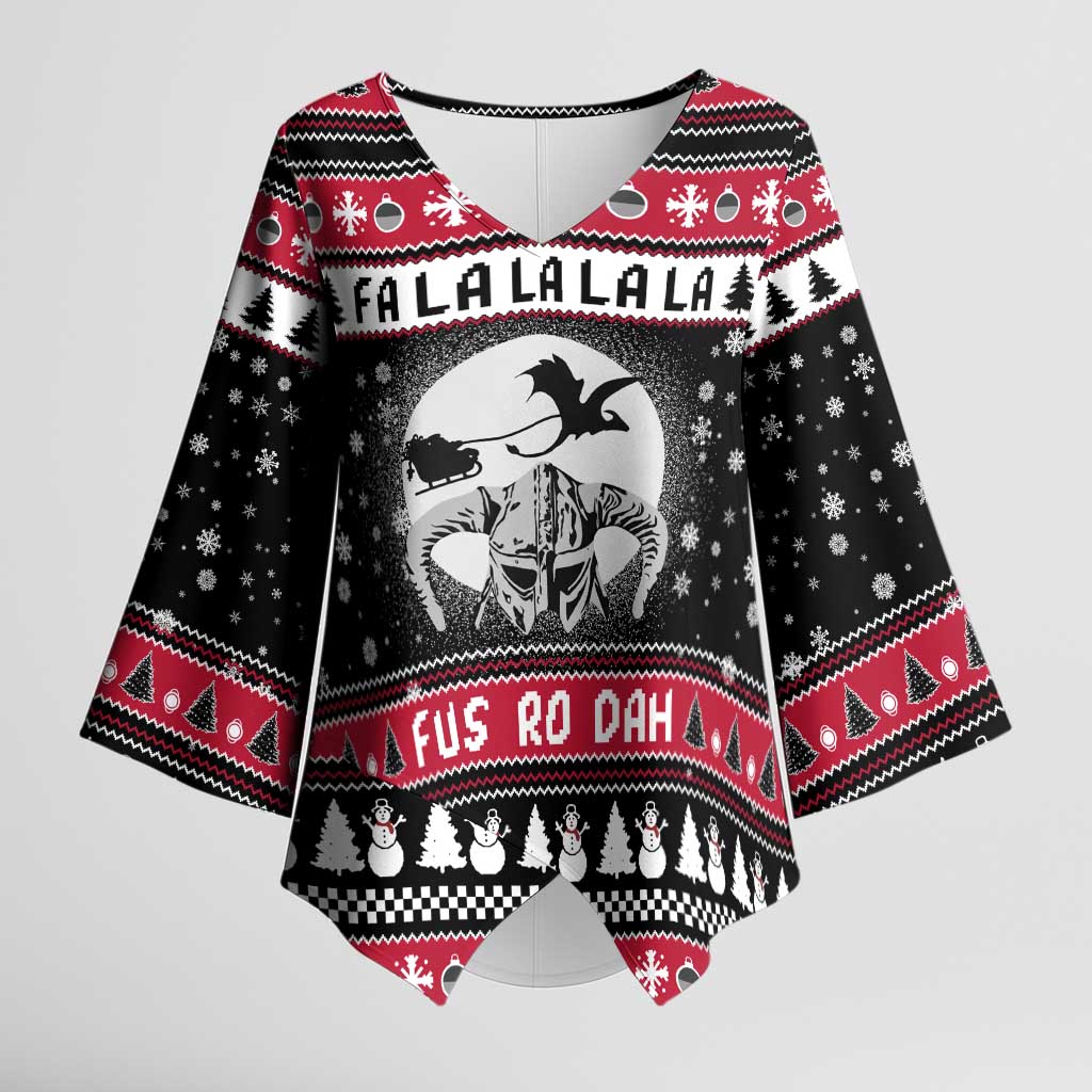 Fa La La La Snowman Tree Xmas Christmas Kimono Sleeve Blouse Xmas Holiday Patterns - Wonder Print Shop