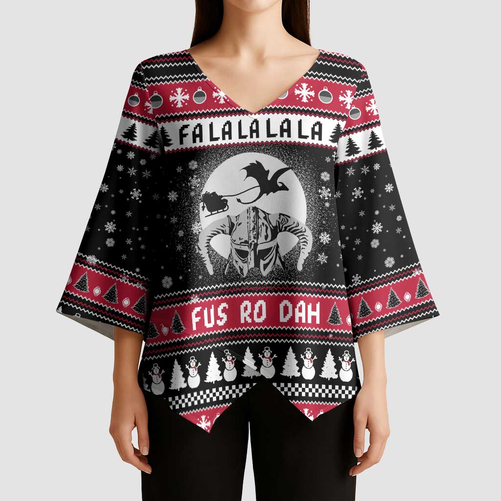 Fa La La La Snowman Tree Xmas Christmas Kimono Sleeve Blouse Xmas Holiday Patterns - Wonder Print Shop