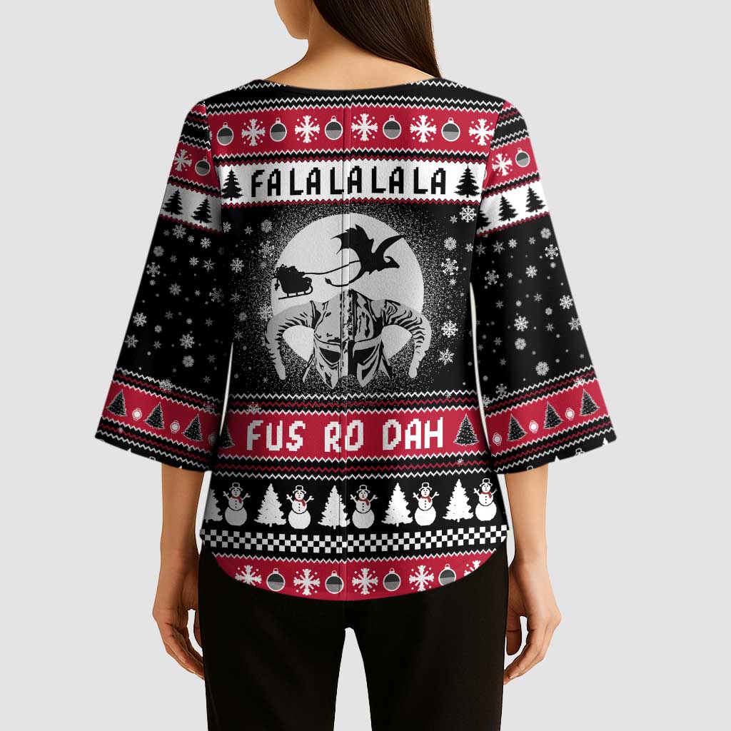 Fa La La La Snowman Tree Xmas Christmas Kimono Sleeve Blouse Xmas Holiday Patterns - Wonder Print Shop