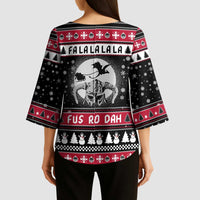 Fa La La La Snowman Tree Xmas Christmas Kimono Sleeve Blouse Xmas Holiday Patterns - Wonder Print Shop