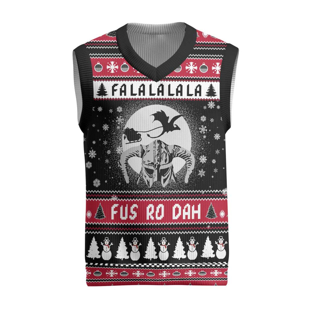 Fa La La La Snowman Tree Xmas Christmas Knitted V-Neck Vest Xmas Holiday Patterns - Wonder Print Shop