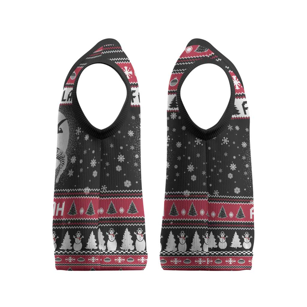 Fa La La La Snowman Tree Xmas Christmas Knitted V-Neck Vest Xmas Holiday Patterns - Wonder Print Shop