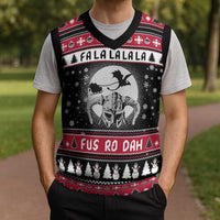 Fa La La La Snowman Tree Xmas Christmas Knitted V-Neck Vest Xmas Holiday Patterns - Wonder Print Shop