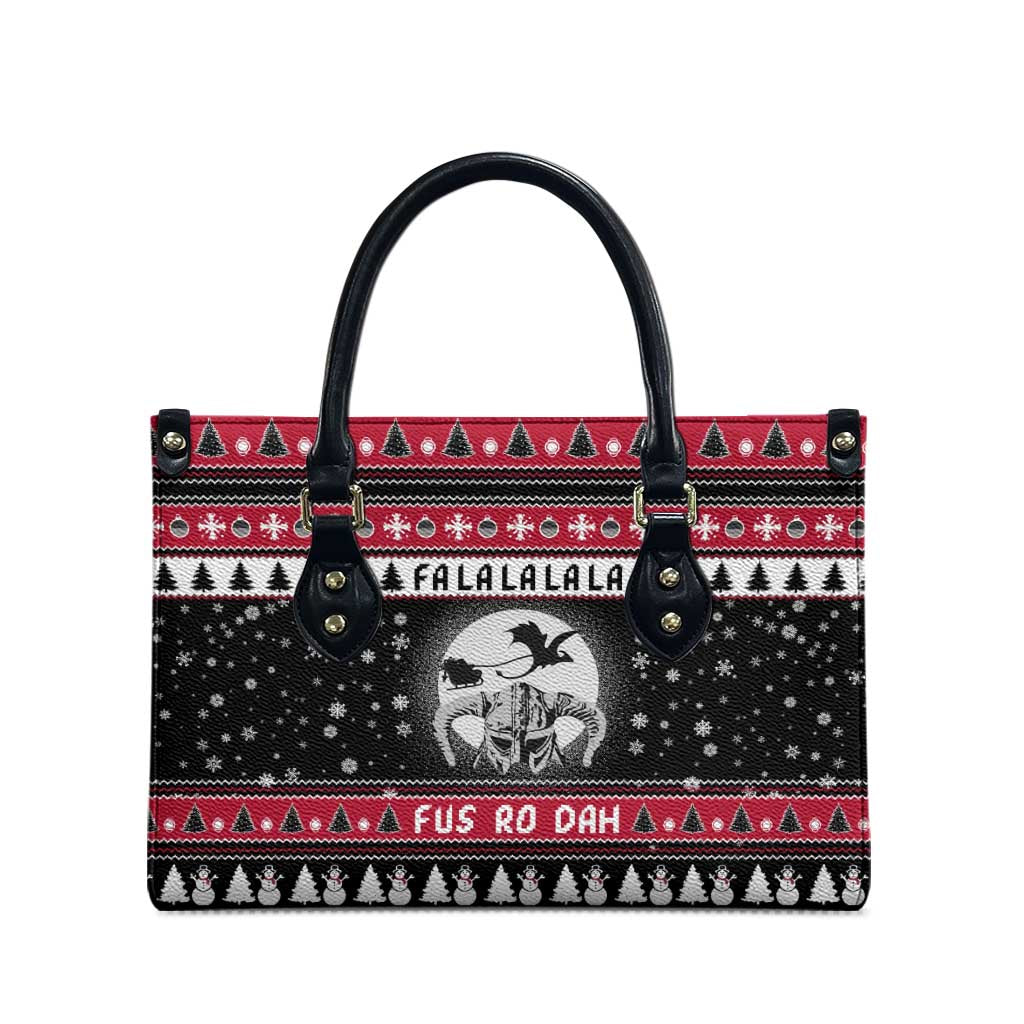 Fa La La La Snowman Tree Xmas Christmas Leather Bag Xmas Holiday Patterns - Wonder Print Shop