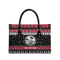 Fa La La La Snowman Tree Xmas Christmas Leather Bag Xmas Holiday Patterns - Wonder Print Shop