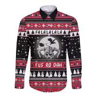 Fa La La La Snowman Tree Xmas Christmas Long Sleeve Button Shirt Xmas Holiday Patterns - Wonder Print Shop