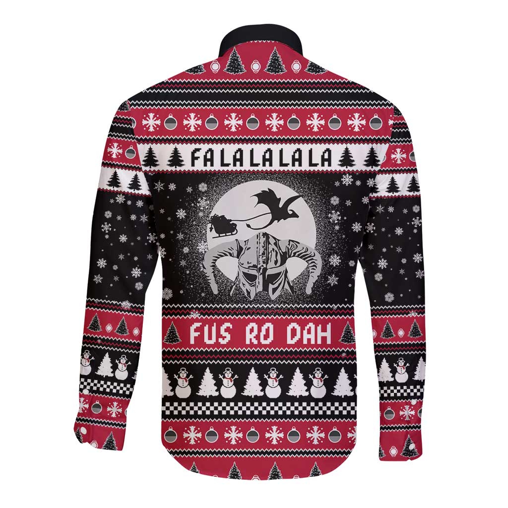 Fa La La La Snowman Tree Xmas Christmas Long Sleeve Button Shirt Xmas Holiday Patterns - Wonder Print Shop