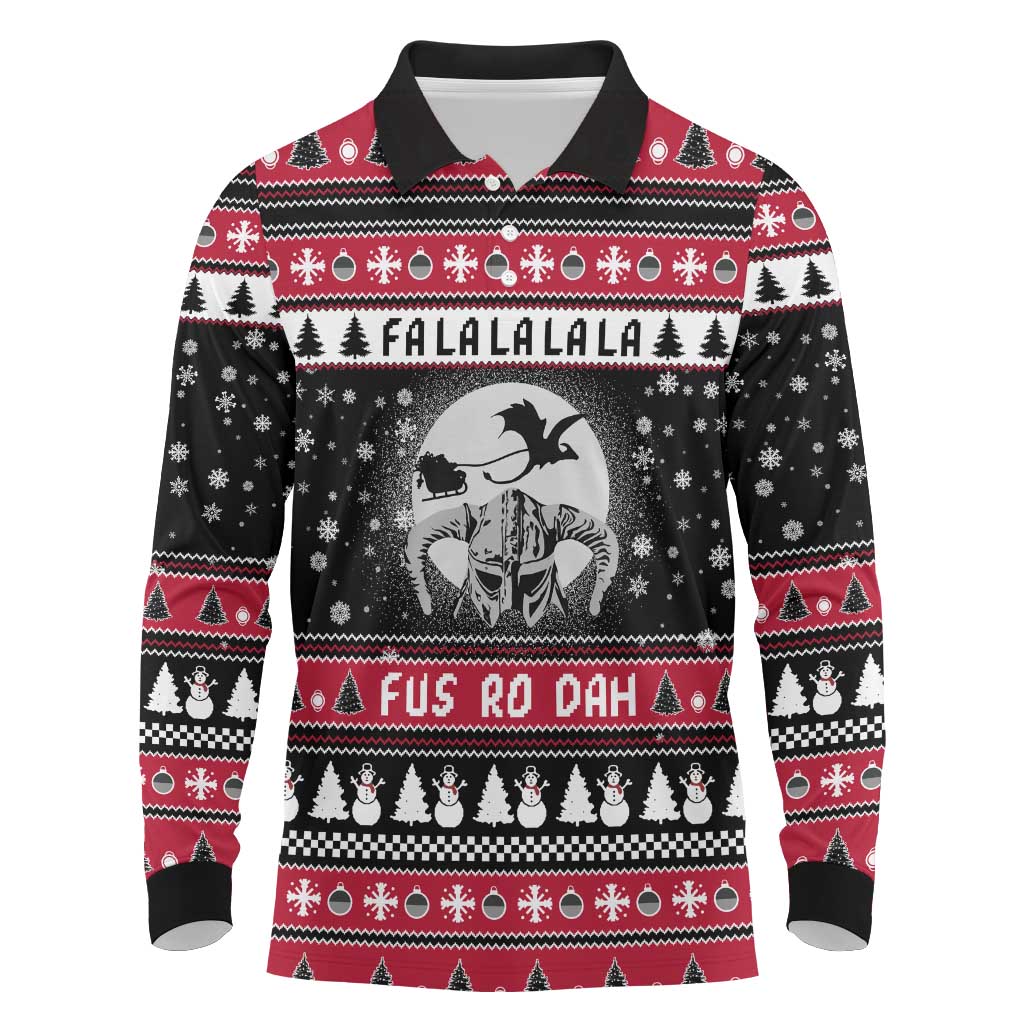 Fa La La La Snowman Tree Xmas Christmas Long Sleeve Polo Shirt Xmas Holiday Patterns - Wonder Print Shop