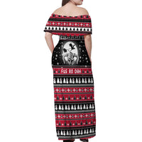 Fa La La La Snowman Tree Xmas Christmas Off Shoulder Maxi Dress Xmas Holiday Patterns - Wonder Print Shop