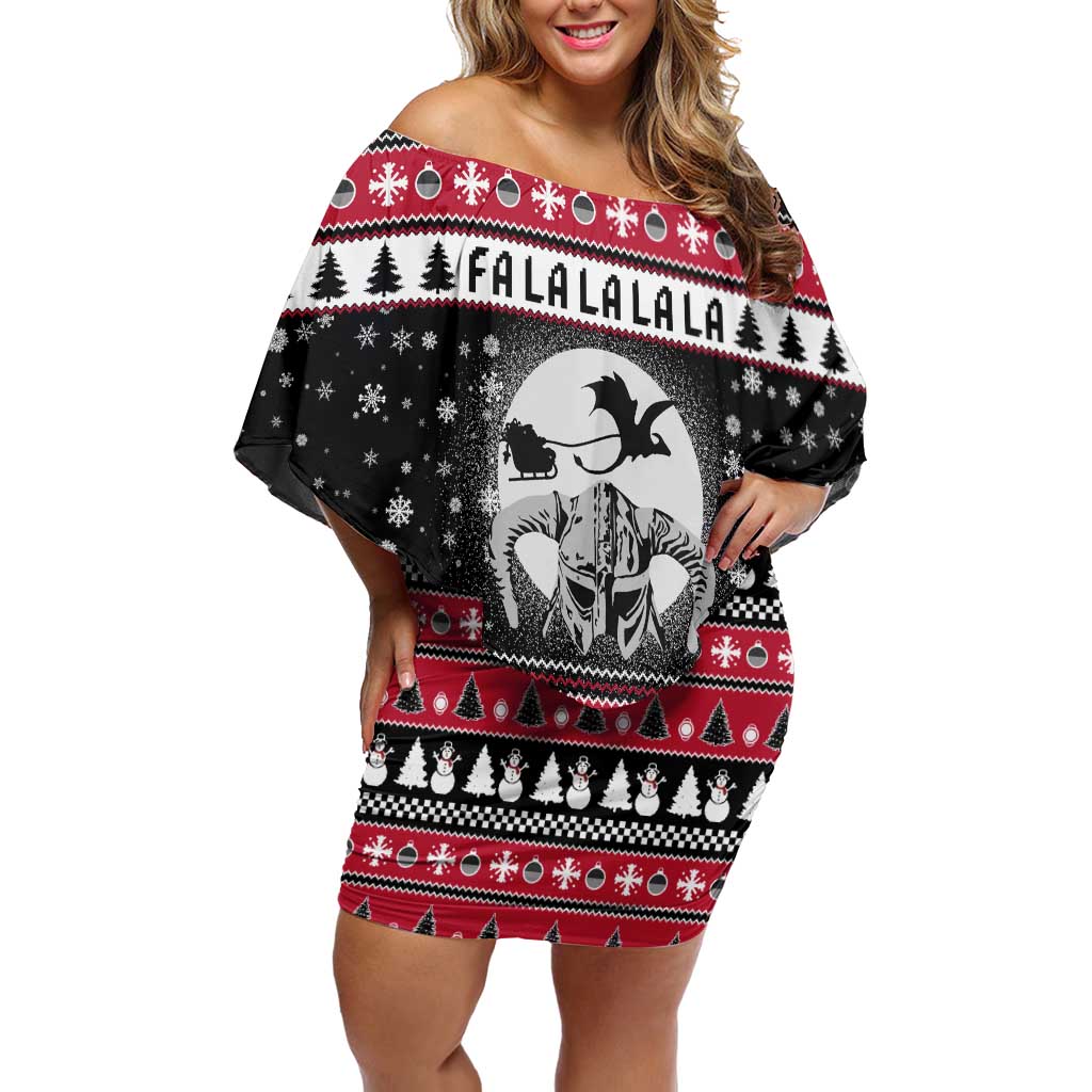 Fa La La La Snowman Tree Xmas Christmas Off Shoulder Short Dress Xmas Holiday Patterns - Wonder Print Shop