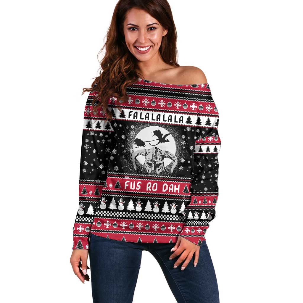 Fa La La La Snowman Tree Xmas Christmas Off Shoulder Sweater Xmas Holiday Patterns - undefined
