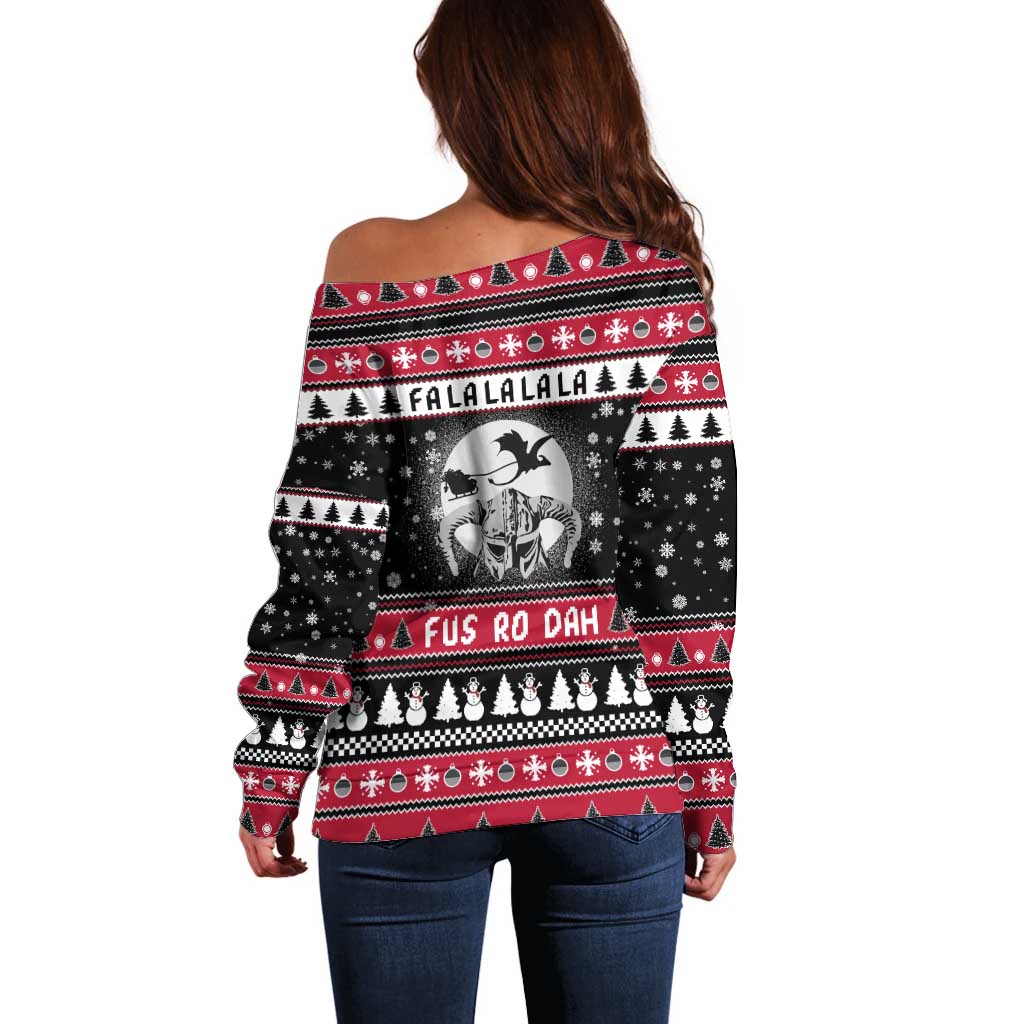 Fa La La La Snowman Tree Xmas Christmas Off Shoulder Sweater Xmas Holiday Patterns - undefined