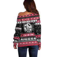 Fa La La La Snowman Tree Xmas Christmas Off Shoulder Sweater Xmas Holiday Patterns - undefined