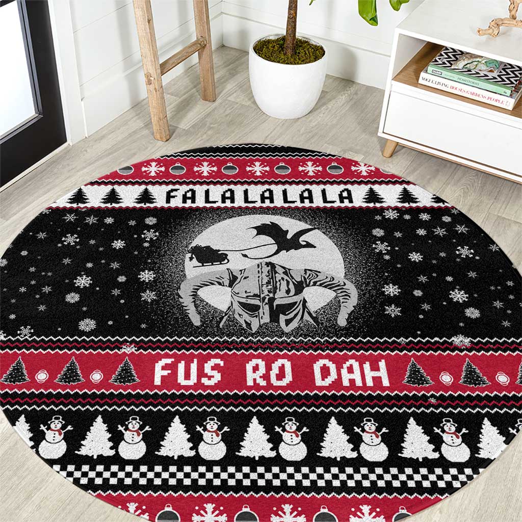 Fa La La La Snowman Tree Xmas Christmas Round Carpet Xmas Holiday Patterns - Wonder Print Shop