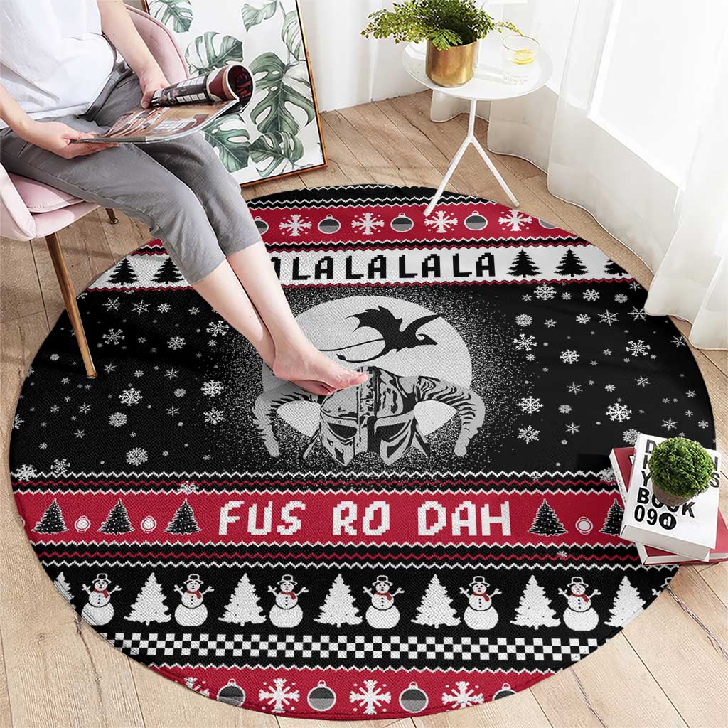 Fa La La La Snowman Tree Xmas Christmas Round Carpet Xmas Holiday Patterns - Wonder Print Shop