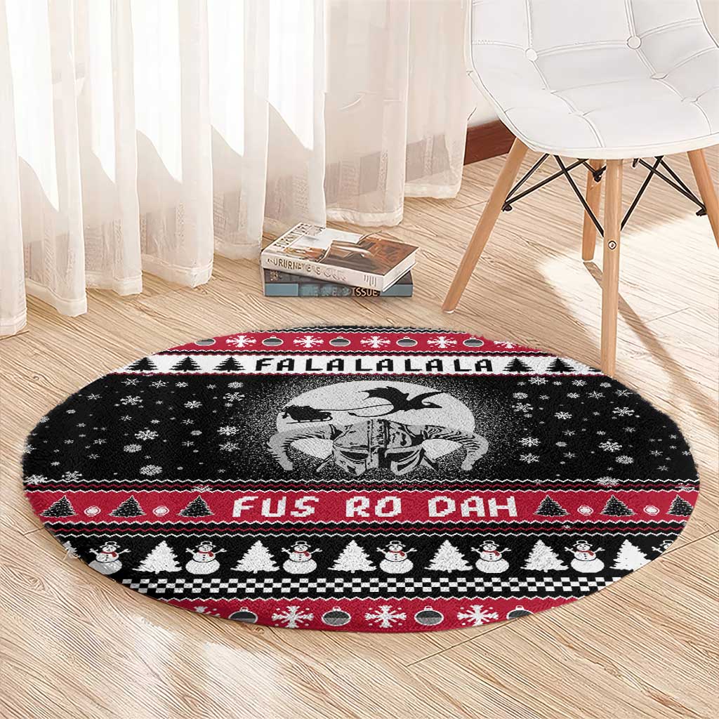Fa La La La Snowman Tree Xmas Christmas Round Carpet Xmas Holiday Patterns - Wonder Print Shop