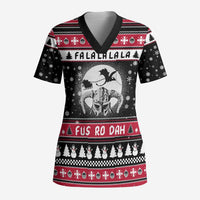 Fa La La La Snowman Tree Xmas Christmas Scrub Top Xmas Holiday Patterns - Wonder Print Shop