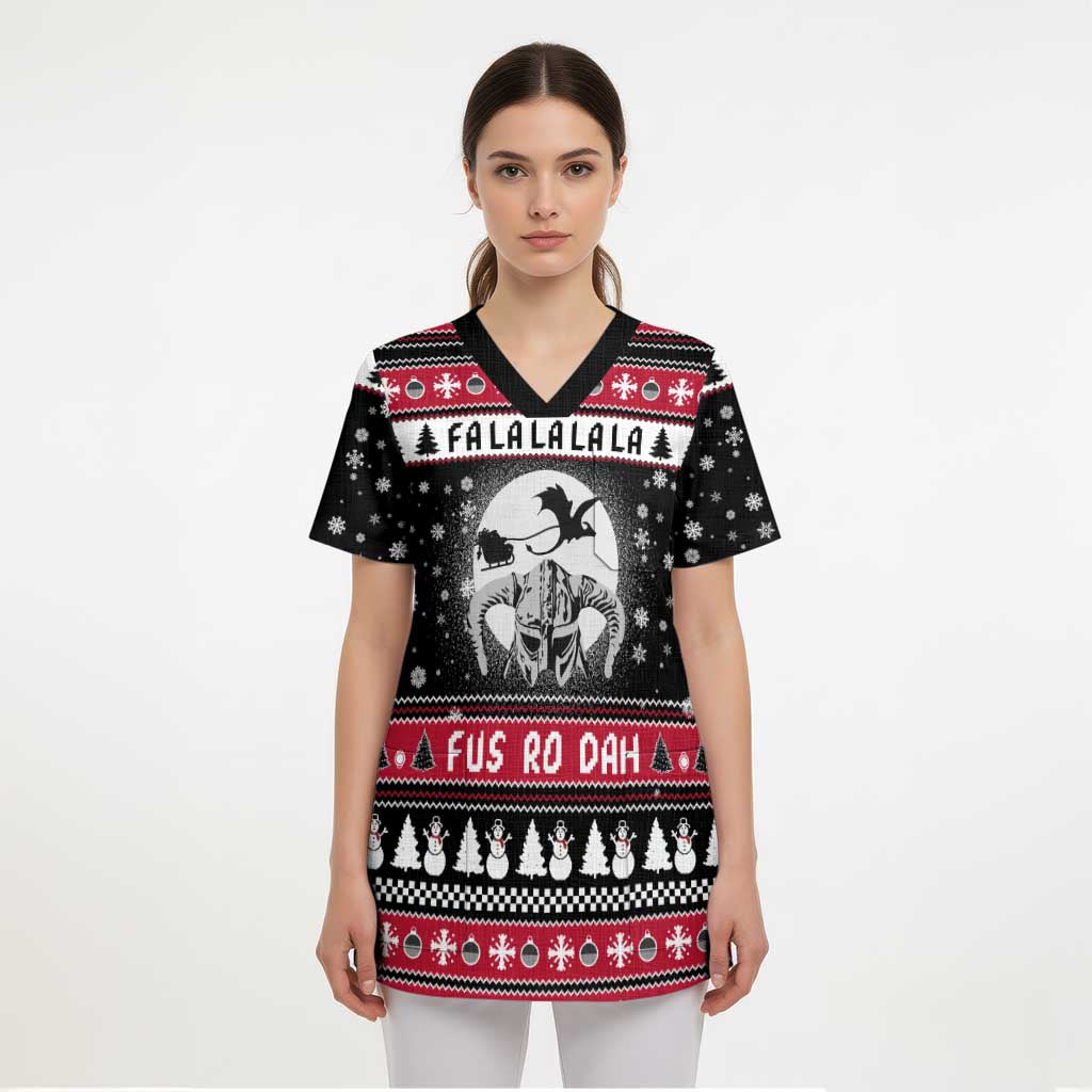 Fa La La La Snowman Tree Xmas Christmas Scrub Top Xmas Holiday Patterns - Wonder Print Shop