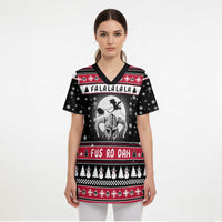 Fa La La La Snowman Tree Xmas Christmas Scrub Top Xmas Holiday Patterns - Wonder Print Shop