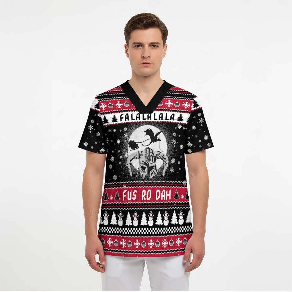 Fa La La La Snowman Tree Xmas Christmas Scrub Top Xmas Holiday Patterns - Wonder Print Shop