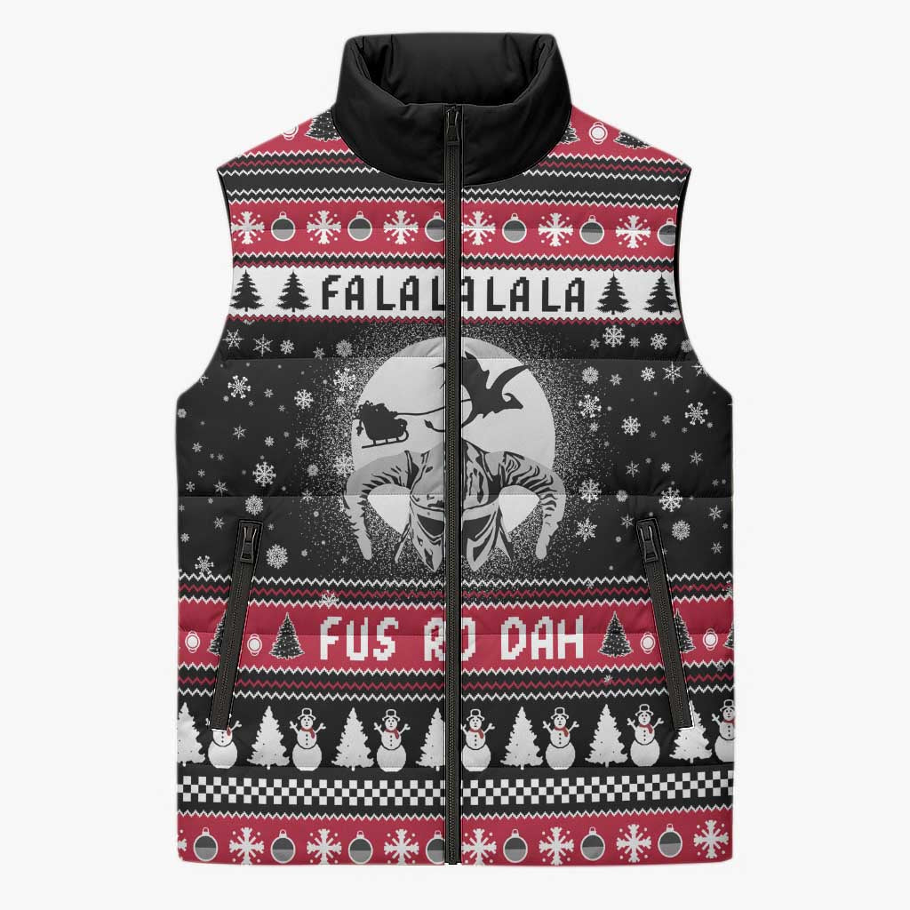 Fa La La La Snowman Tree Xmas Christmas Sleeveless Puffer Jacket Xmas Holiday Patterns - Wonder Print Shop