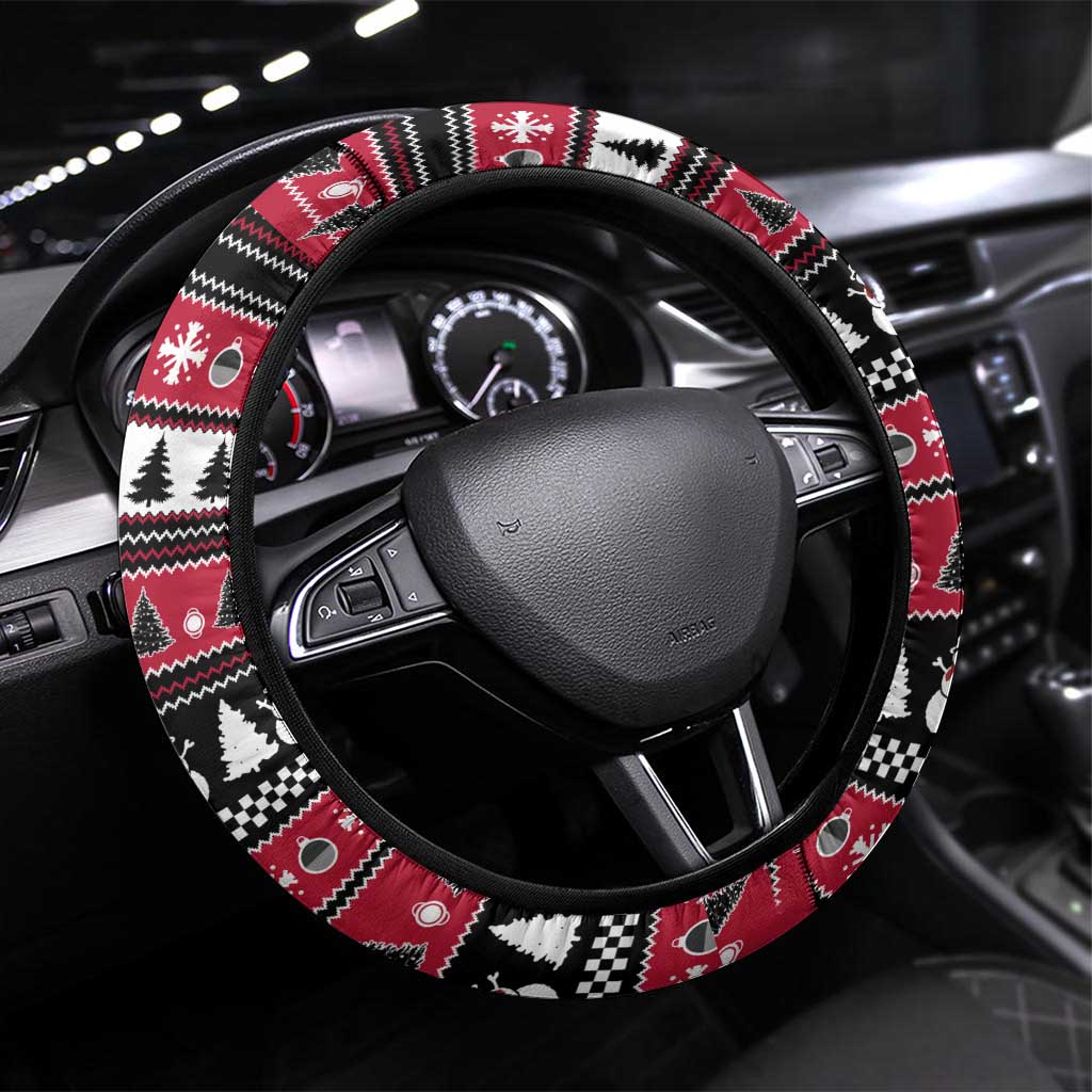 Fa La La La Snowman Tree Xmas Christmas Steering Wheel Cover Xmas Holiday Patterns - Wonder Print Shop