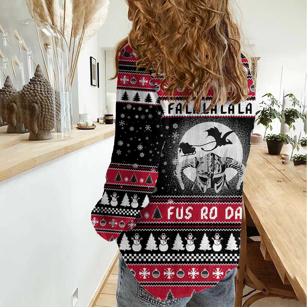 Fa La La La Snowman Tree Xmas Christmas Women Casual Shirt Xmas Holiday Patterns - Wonder Print Shop