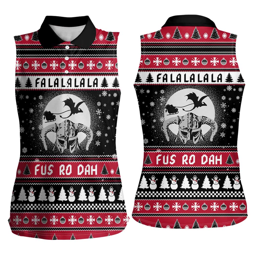 Fa La La La Snowman Tree Xmas Christmas Women Sleeveless Polo Shirt Xmas Holiday Patterns - Wonder Print Shop