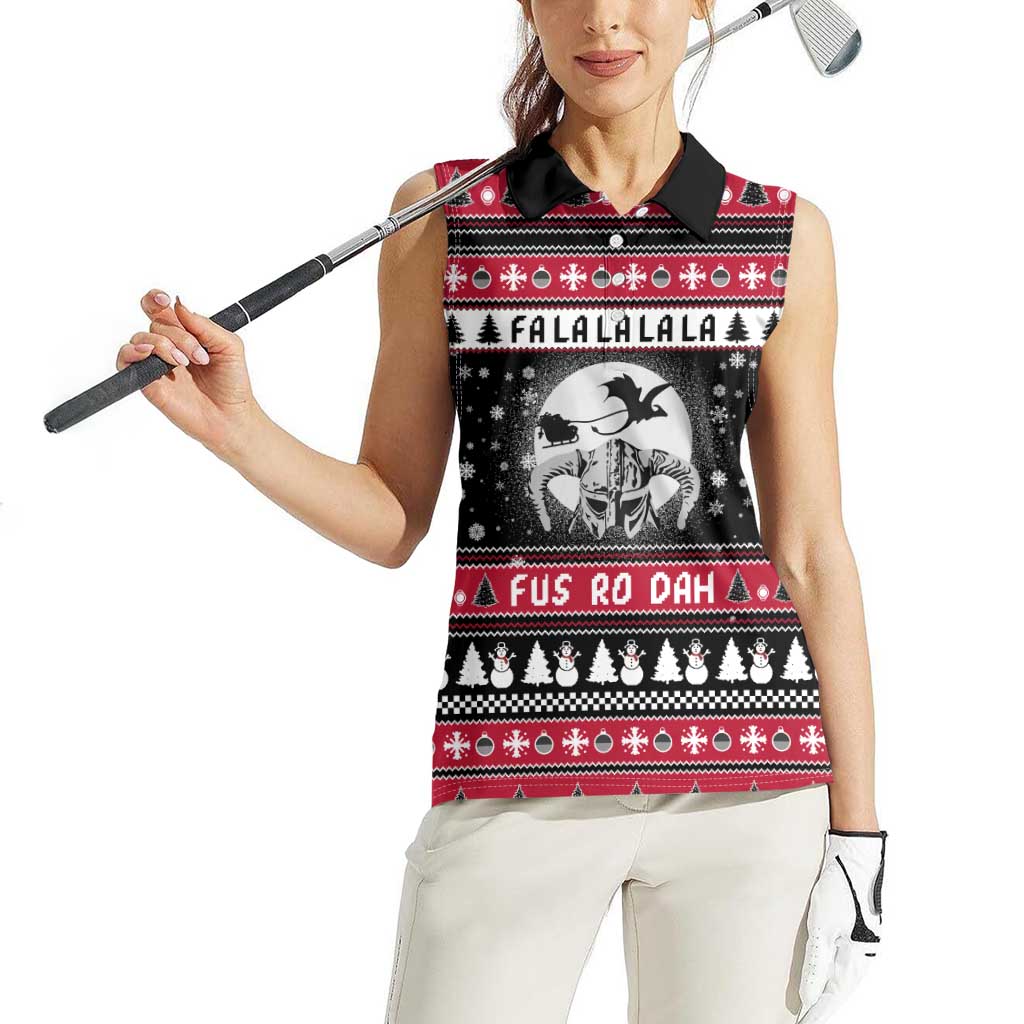 Fa La La La Snowman Tree Xmas Christmas Women Sleeveless Polo Shirt Xmas Holiday Patterns - Wonder Print Shop