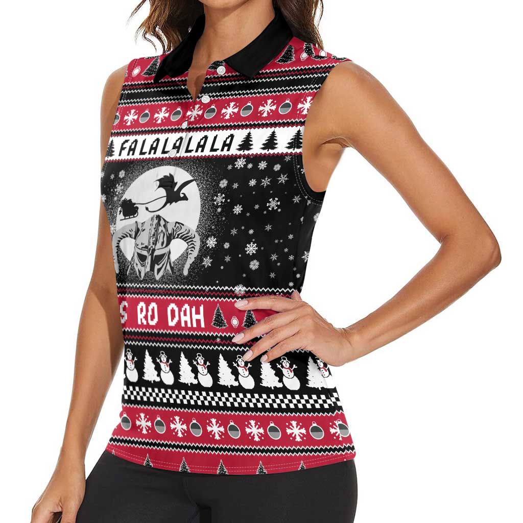 Fa La La La Snowman Tree Xmas Christmas Women Sleeveless Polo Shirt Xmas Holiday Patterns - Wonder Print Shop