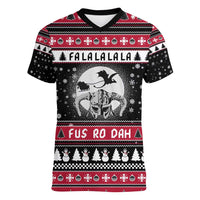 Fa La La La Snowman Tree Xmas Christmas Women V-Neck T-Shirt Xmas Holiday Patterns - Wonder Print Shop