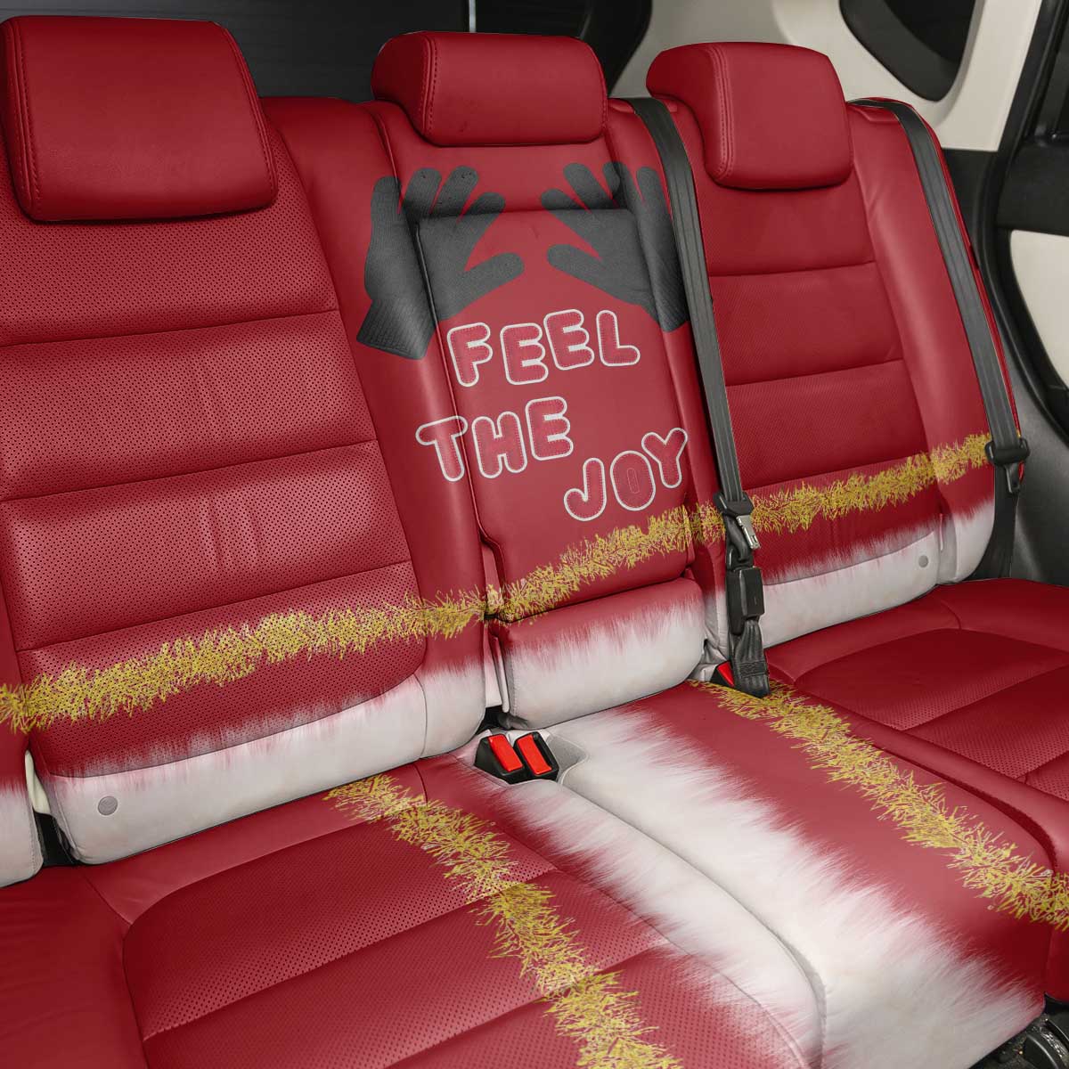 Feel The Joy Christmas Back Car Seat Cover Xmas Holiday Patterns - Wonder Print Shop